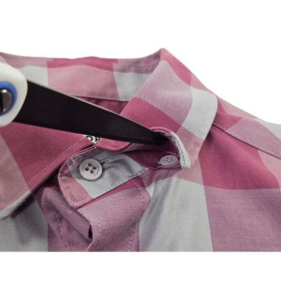Twillory Tailored Fit Pink Gray Plaid Check Button Up Dress Shirt Men's Medium - Picture 6 of 12